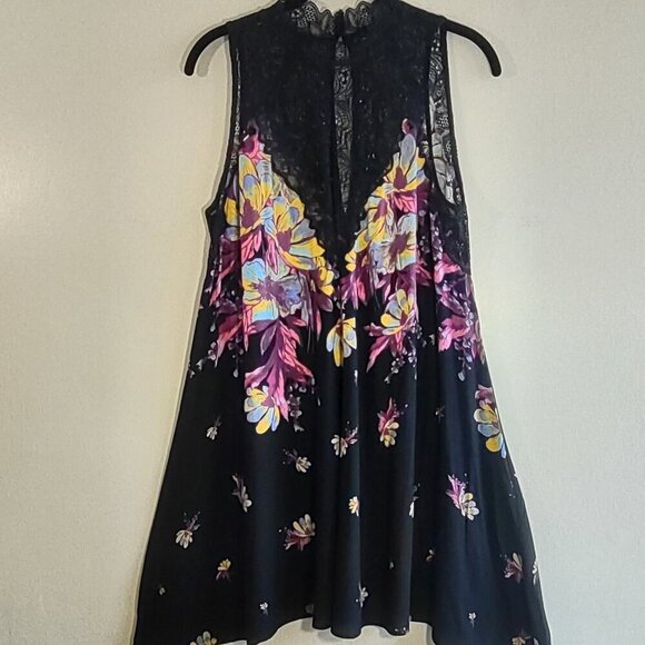 Free People Black Floral & Lace Marsha Slip Dress Festial Fairly Indie  Small - Picture 5 of 11
